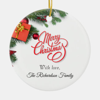 Klassiek Persoonlijk Rood & Groen- Elegante Kerstm Keramisch Ornament