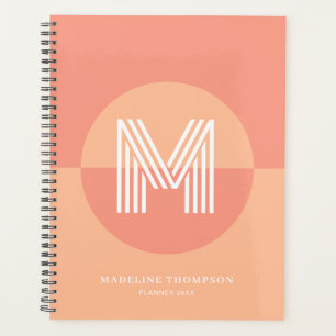 Klassiek perzik roze geometrisch modern monogram planner