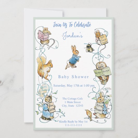 Klassiek Peter de Konijn Baby shower Uitnodiging (Voorkant)