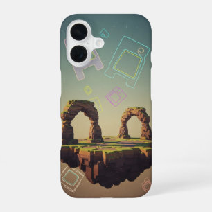 Klassiek Pixel-Arcade Fantasie Plateau iPhone 16 Hoesje