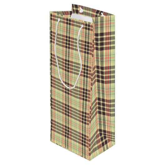 Klassiek plaid ontwerp wijn cadeautas (Achterkant Gekanteld)