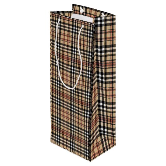 Klassiek plaid ontwerp wijn cadeautas (Achterkant Gekanteld)