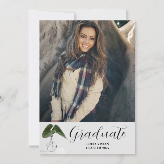 Klassiek Plant script 5 Photo Memory Afstuderen Kaart (Voorkant)