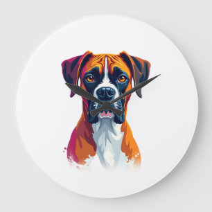 Klassiek Portret van Boxerhond Kleurspatten Pop Ar Grote Klok