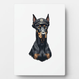 Klassiek portret van Dobermann politiehond Zwart e Fotoplaat