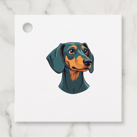 Klassiek portret van een Dachshund Retro hondenill Bedankjes Labels (Voorkant)
