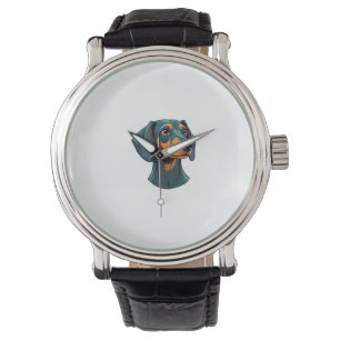Klassiek portret van een Dachshund Retro hondenill Horloge