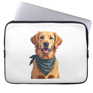 Klassiek portret van een Golden Retriever met kleu Laptop Sleeve