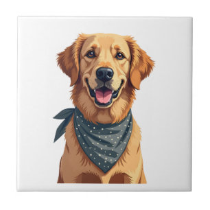 Klassiek portret van Golden Retriever met kleurrij Tegeltje