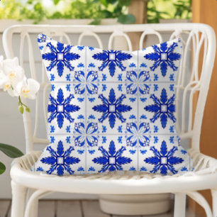 Klassiek Portugees Tegelpatroon Blauw Wit Buitenkussen