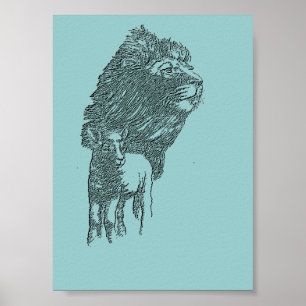 Klassiek Poster van lion & Lamb
