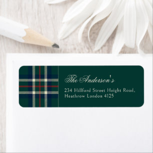 Klassiek Preppy Tartan Plaid Kerstmis Etiket