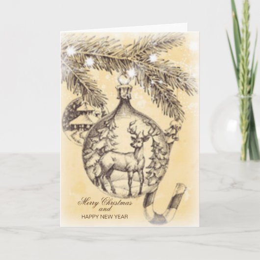 Klassiek Prettig Kerstfeest Kaart (Voorkant)