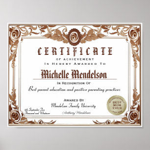 Klassiek Professioneel nep diploma certificaat Poster
