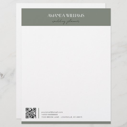 Klassiek professioneel QR code gras Briefhoofd (Voorkant / Achterkant)