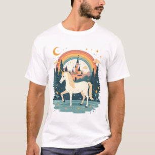 Klassiek regenboog eenhoorn fantasie ontwerp met k t-shirt