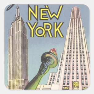 Klassiek reizen, beroemde New York City bezienswaa Vierkante Sticker