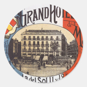 Klassiek reizen, Grand Hotel Paix, Madrid, Spanje Ronde Sticker