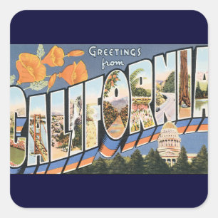 Klassiek reizen, Groeten uit California-klaprozen Vierkante Sticker