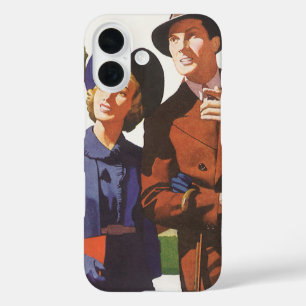 Klassiek reizen, toeristen op vakantie die sightse iPhone 16 hoesje