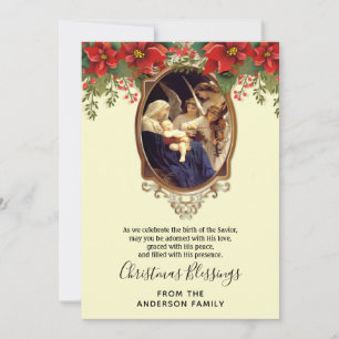 Klassiek religieus kerst- beeld van de Maagd Maria Feestdagenkaart