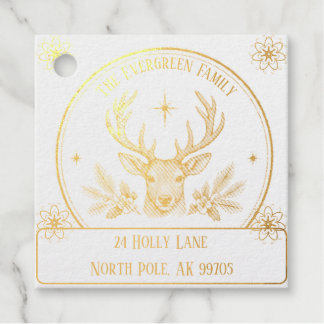 Klassiek rendier kerst familie retouradres bedankjes labels