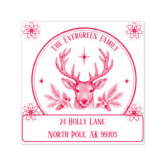 Klassiek rendier kerst familie retouradres zelfinktende stempel