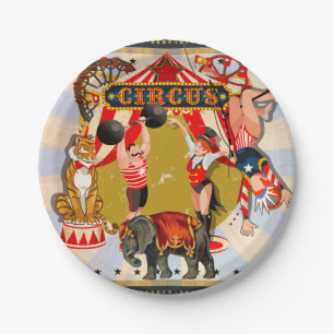 Klassiek Retro Circus Verjaardagsfeestje Papieren Bordje