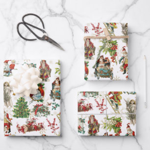 Klassiek Retro Festive Kerstvakantie Inpakpapier Vel