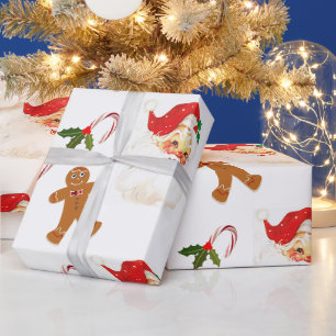 Klassiek Retro Kerstman Kerstpatroon Cadeaupapier