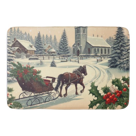 Klassiek/retro Kerstscenario  Badmat (Voorkant)