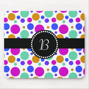 Klassiek Retro Monogram Kleurrijke Stippen Muismat
