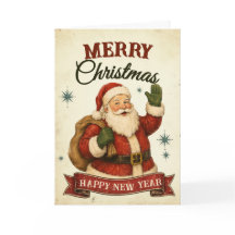 Klassiek Retro Prettig Kerstfeest & Gelukkig Nieuw