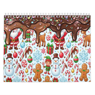 Klassiek Retro Rode Suikerstok Wonderland Kerstmis Kalender