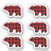 Klassiek retro rood zwart plaid Beer Sticker (Voorkant)