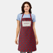 Klassiek Rode Marine Schotse Tartan Kerstmis Schort (Gedragen)