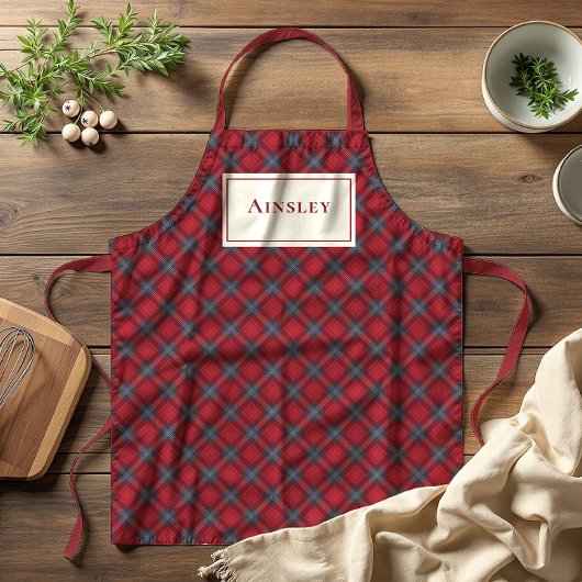 Klassiek Rode Marine Schotse Tartan Kerstmis Schort