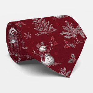 Klassiek rode toile Kerst Botanisch - Sneeuwman Stropdas