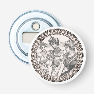 Klassiek Romantisch Paar: Antieke Rozen Meisjesach Button Flesopener