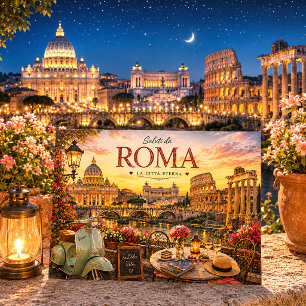 Klassiek Rome Italië Populaire Bestemming Feestdagenkaart