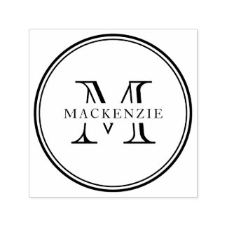 Klassiek Rond Rand Monogram Zelfinktende Stempel