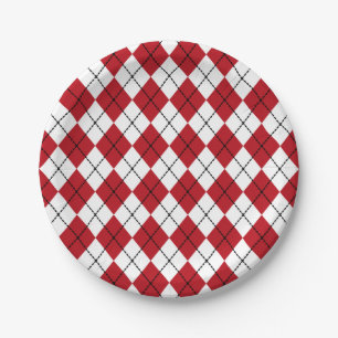 Klassiek Rood Argyle BBQ Picknick Zomer Papieren Bordje