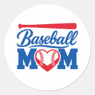 Klassiek Rood Blauw Hart Honkbal Moeder Wedstrijd  Ronde Sticker