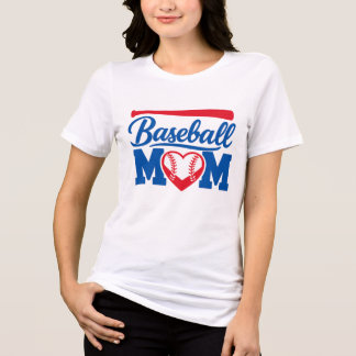Klassiek Rood Blauw Hart Honkbal Moeder Wedstrijd Tri-Blend Shirt