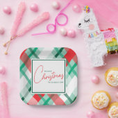 Klassiek rood en groen Christmas Plaid Paper Bord (Feest)