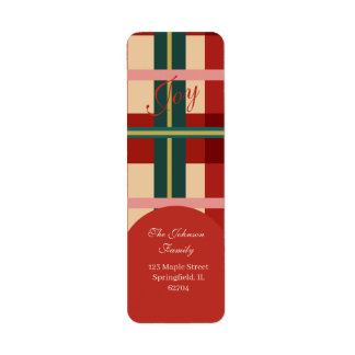 Klassiek rood en groen geruit Kerstmis Etiket