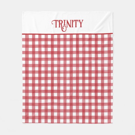 Klassiek Rood en Wit Gingham Plaid Patterned Fleece Deken (Voorkant)