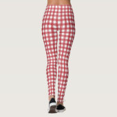 Klassiek Rood en Wit Gingham Plaid Patterned Leggings (Achterkant)