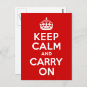 Klassiek rood en wit houden kalm en doorgaan briefkaart (Voorkant / Achterkant)