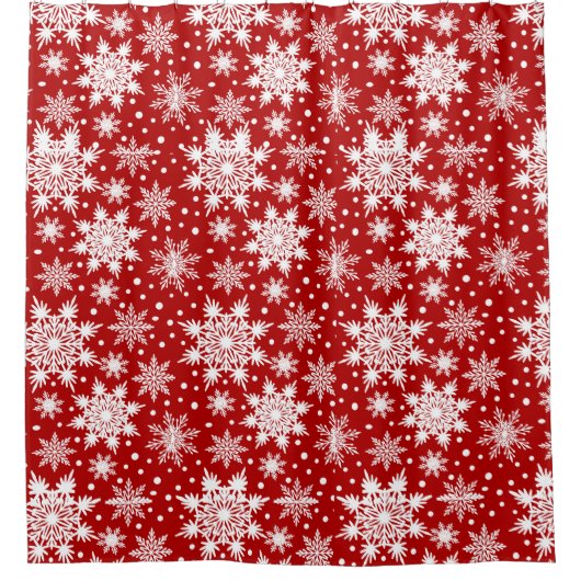 Klassiek rood en wit Snowflake patroon Douchegordijn (Voorkant)